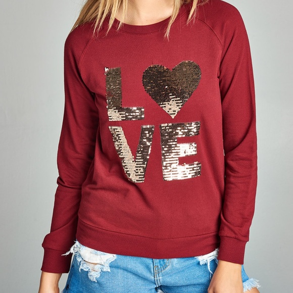 Burgundy French Terry Pullover - Picture 2 of 3